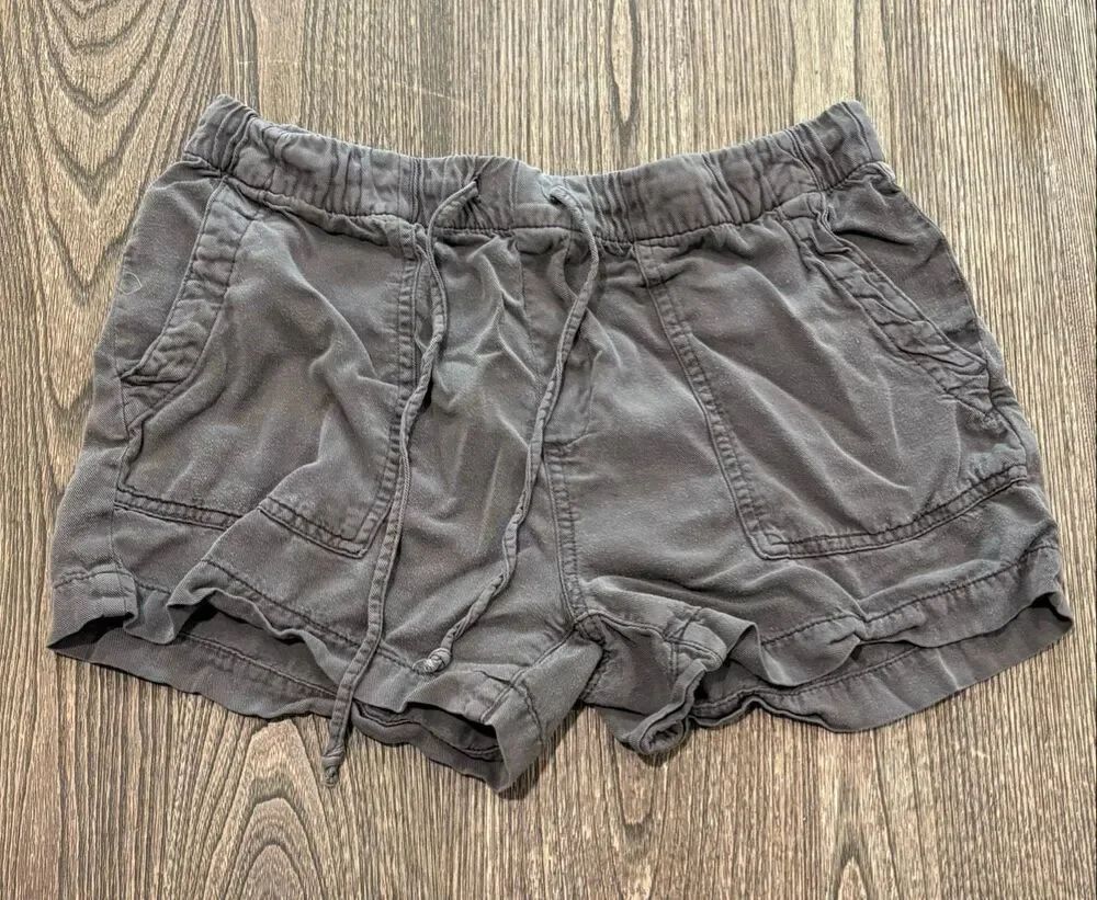 GAP Womens Lyocell Tencel Drawstring Pull-On Shorts Elastic Waist Gray Size S